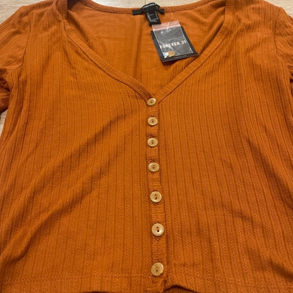 Forever 21 Rust Fitted Crop Button Down - Picture 3 of 6